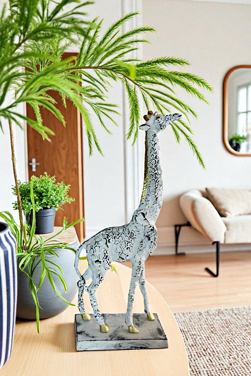 Aluminum Giraffe Sculpture Graceful Elegance in Tall Form 8" x 4" x 18"H