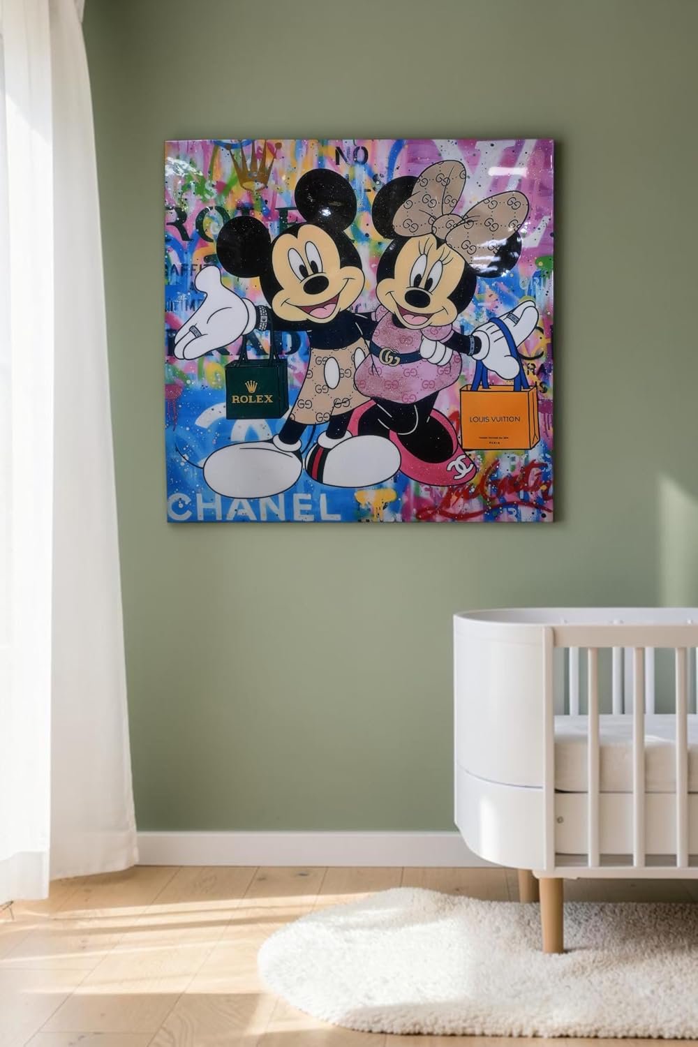 Fashionista Mice Shopping Pop Art Resin Canvas 38"x38"