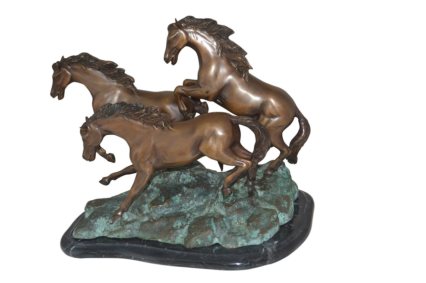 Three horses running Bronze Statue -  Size: 11"L x 18"W x 13"H.