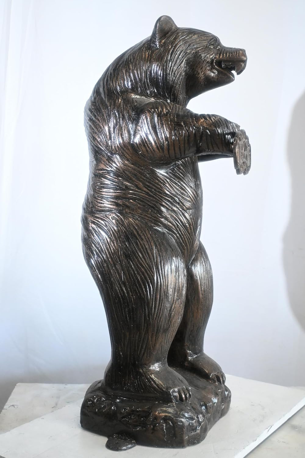 Standing Aluminum Bear Statue with Welcome Sign 18"x18"x41"H