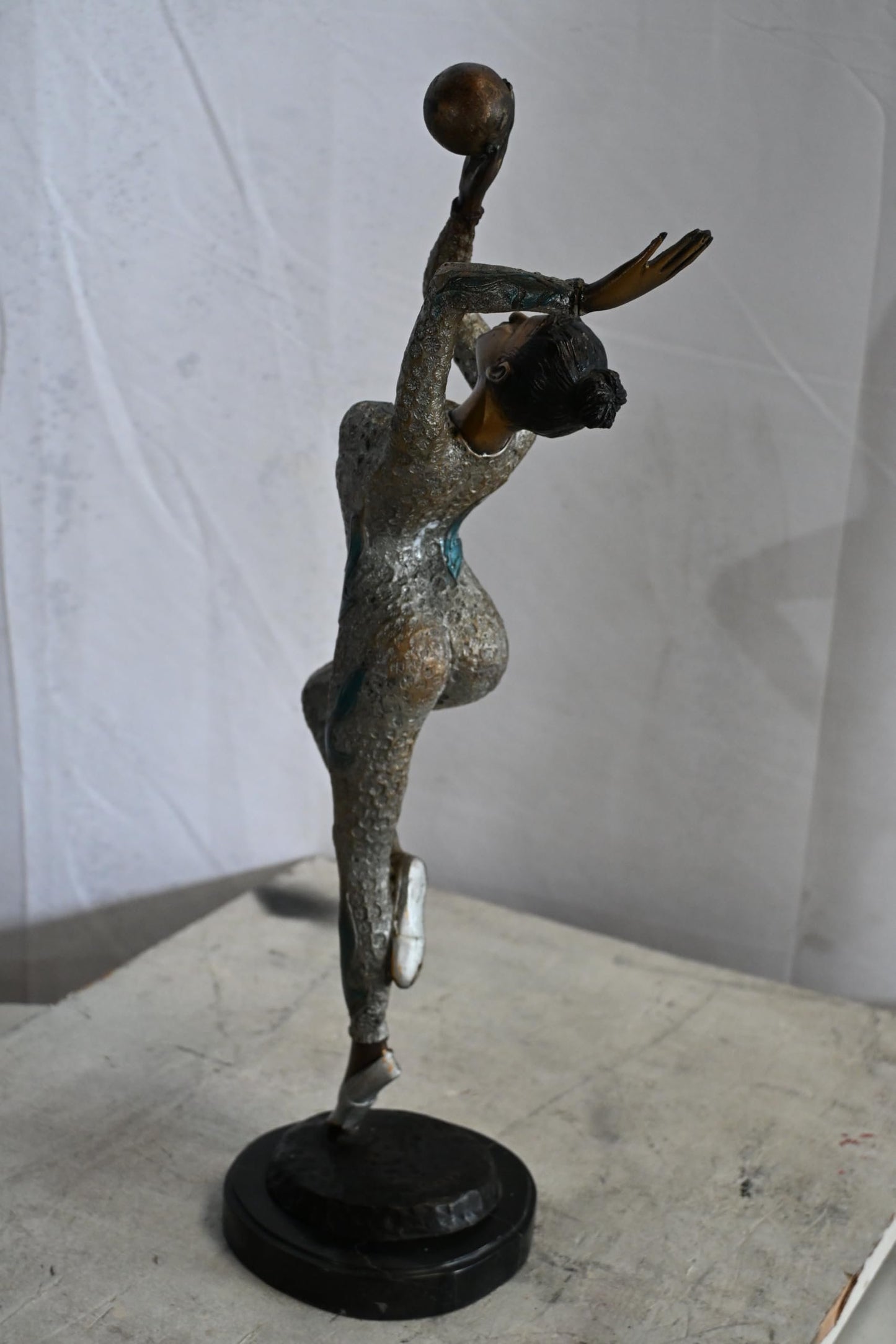 Ballet Dancer Bronze Statue Marble Base Female Sculpture 8"x5"x23"H