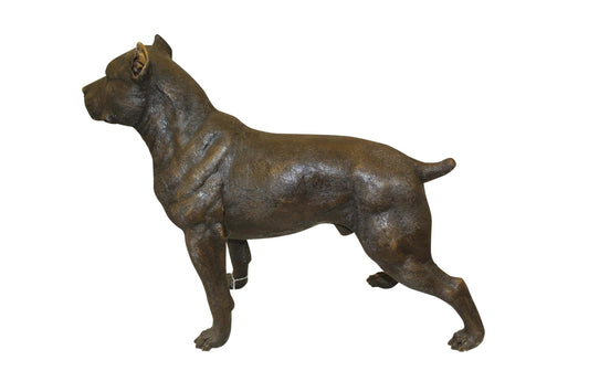 Standing Pitbull Dog Bronze Sculpture Statue Figurine 33"x11"x26"H