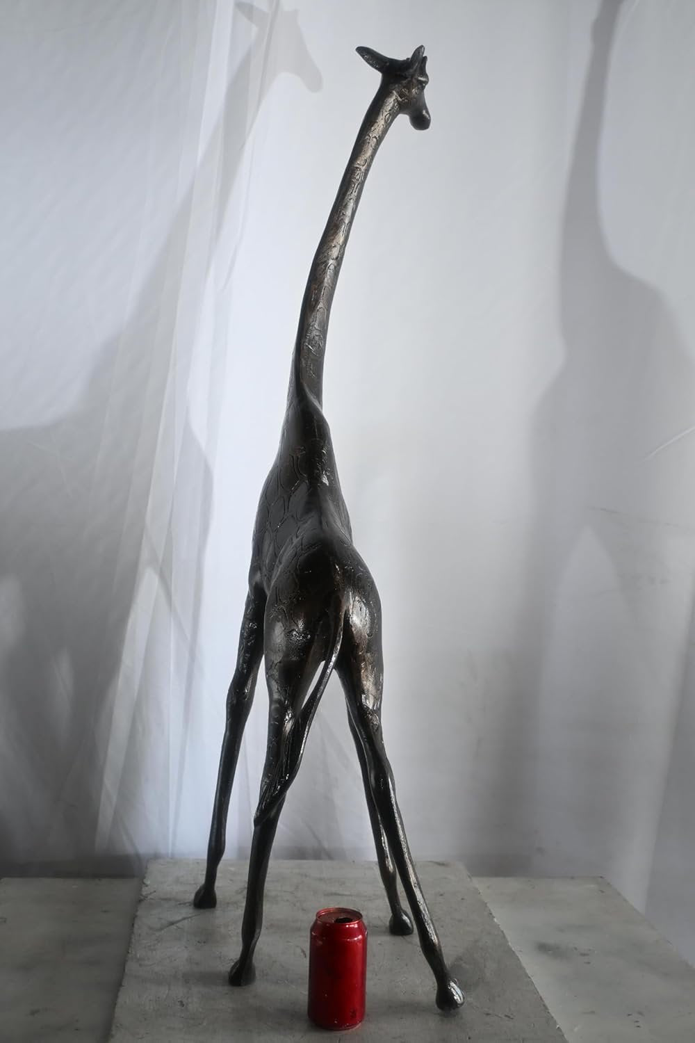 Tall Standing Giraffe Handcrafted Aluminum Safari Statue 19"x11"x49"H