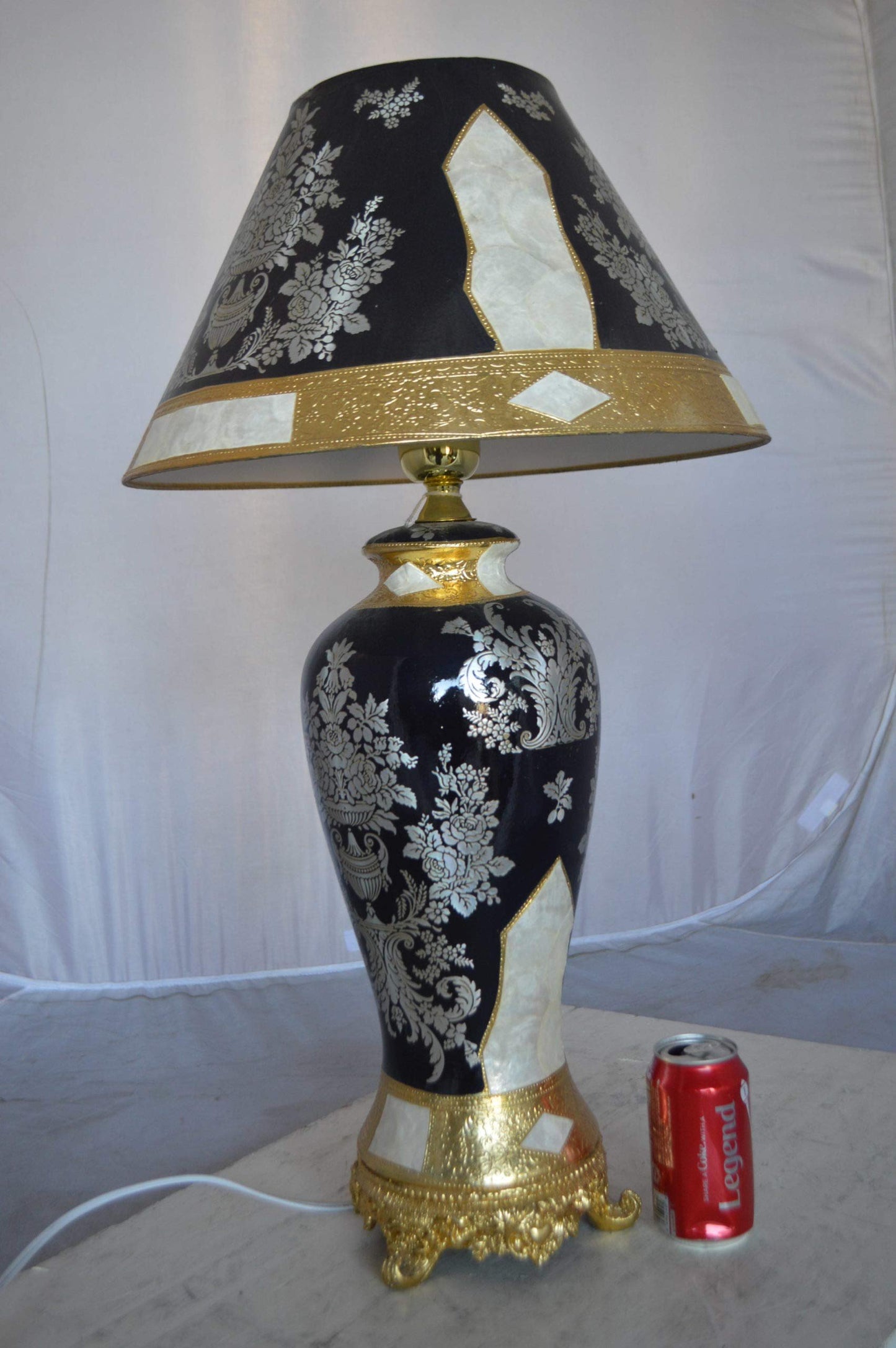 Gold and Silver lamp made of resin -  Size: 18"L x 18"W x 30"H.