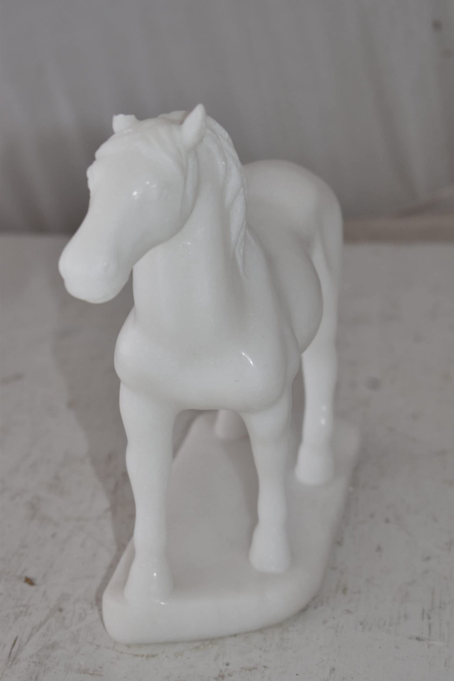 Standing Horse Made of White Marble Size: 11" x 5" x 9"H