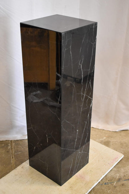 Pedestal For Artwork, Modern Black and White Marble Stone 12" x 12" x 39"H