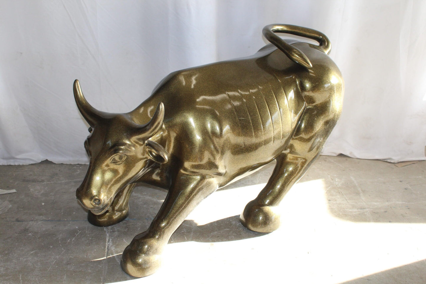 Iconic Giant Fiberglass Bronze Color Wall Street Bull 57" x 28" x 33"H