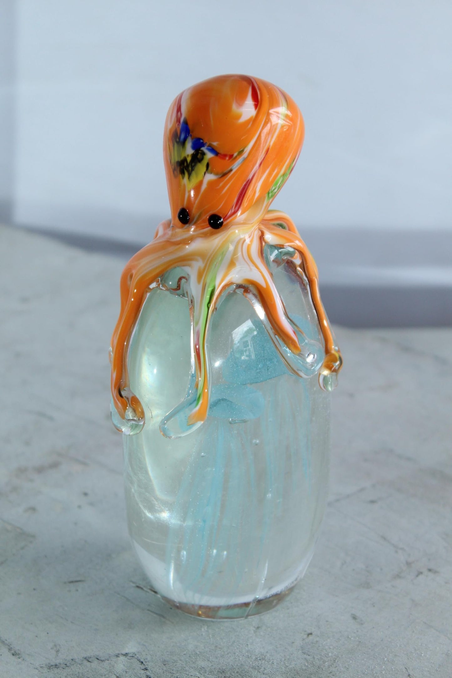 NIFAO Glass Octopus Jellyfish Paperweight Coastal Art Decor 5" x 3" x 9"H