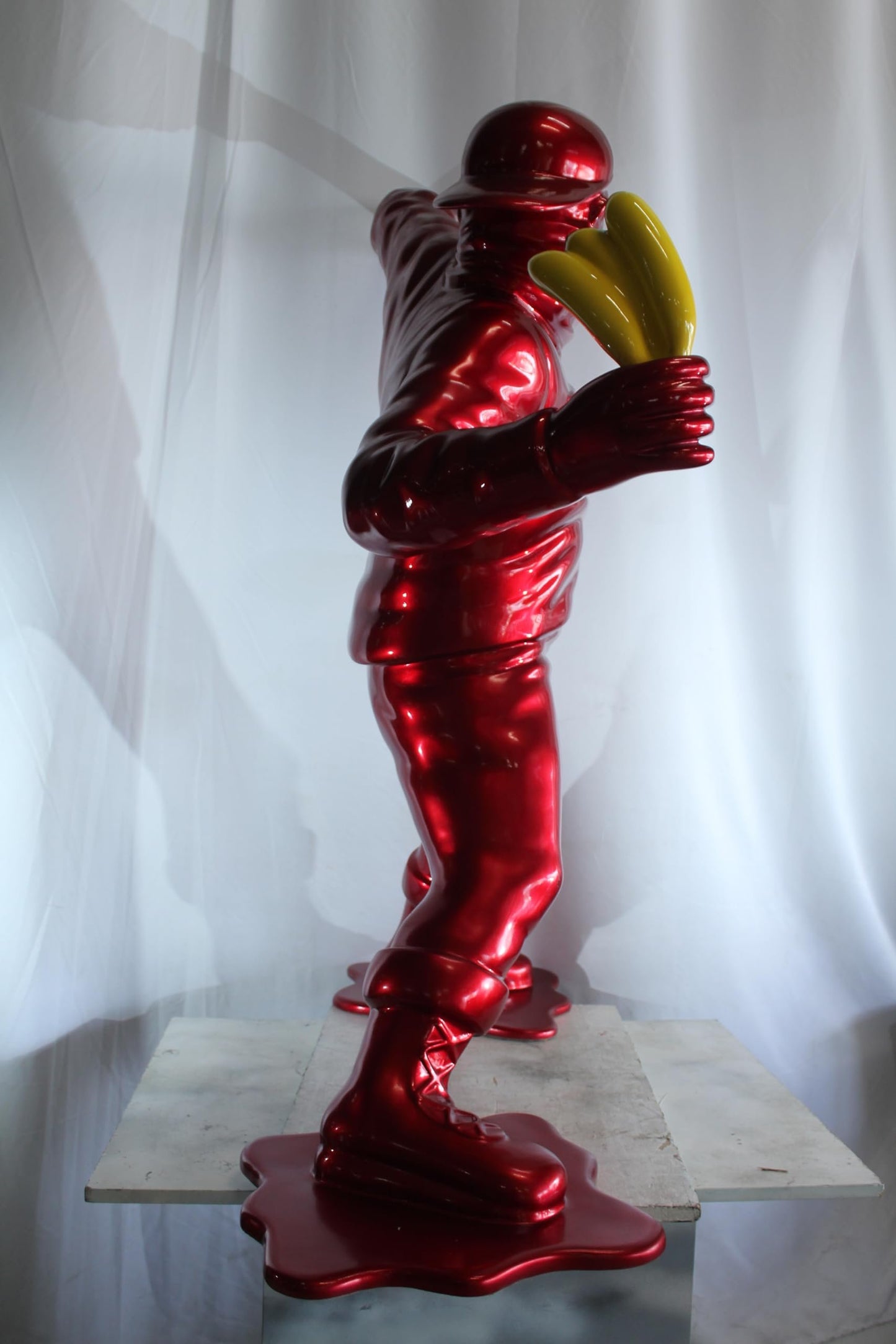 NIFAO Banana Thrower Sculpture Metallic Red Street Art Pop Art Resin 51"x16"x57"H