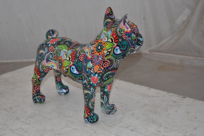 Multicolor Abstract Pug Resin Statue Size: 13" x 5" x 11"H