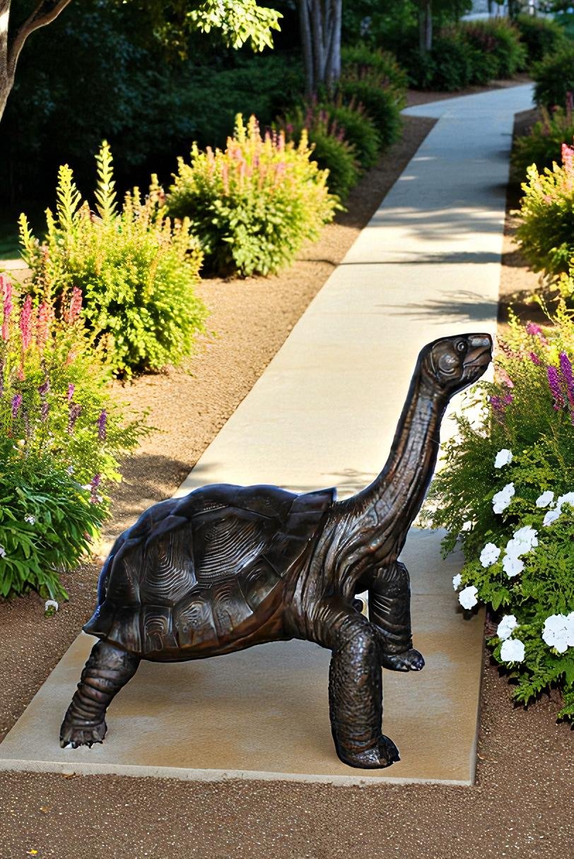 Giant Bronze Tortoise Statue with Detailed Textured Shell 66" x 41" x 59"H