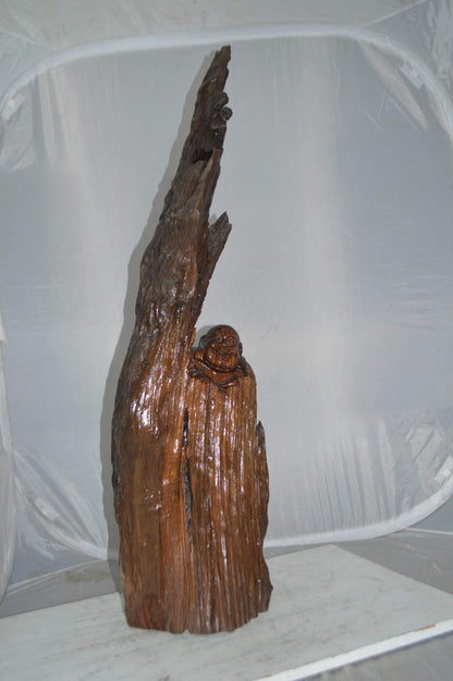 Wood Carved Buddha CC4 -  Size: 15"L x 10"W x 45"H.