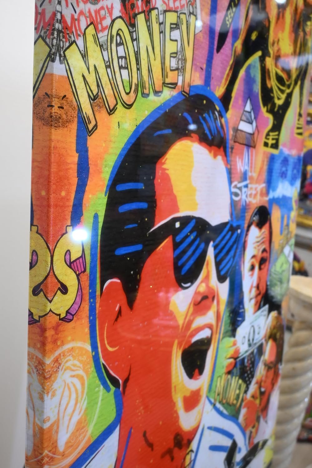 Wall Street Wolf Pop Art Money Resin Canvas 40"x60"