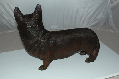 Standing Corgi Dog Bronze Sculpture Statue Figurine Decor 20"x8"x15"H