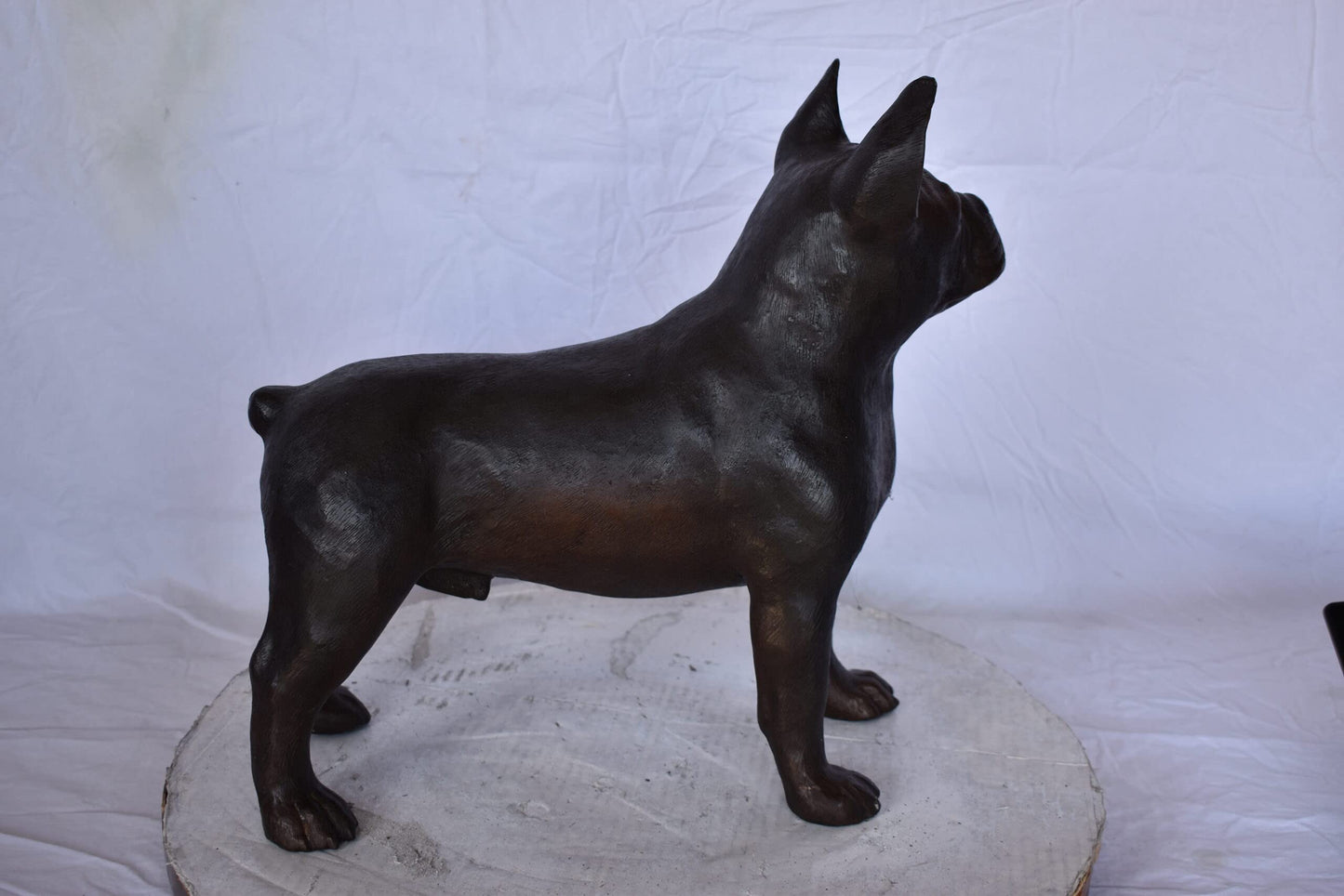 French Bulldog Standing Made of Bronze Statue - Size: 9"L x 20"W x 18"H.