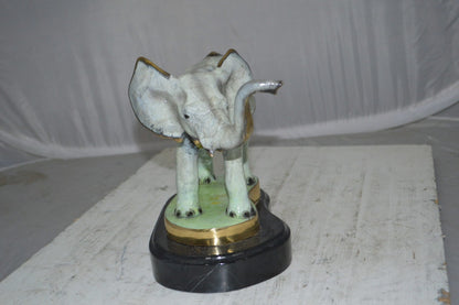Elephant trunk Up Bronze Statue -  Size: 16"L x 9"W x 10"H.