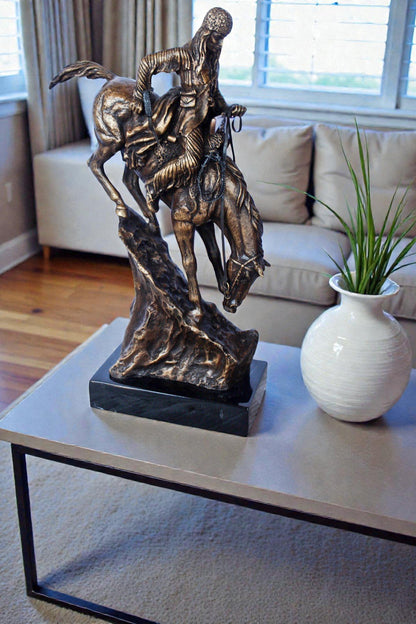 Remington replica Mountain Man bronze statue -  Size: 10"L x 4"W x 15"H.