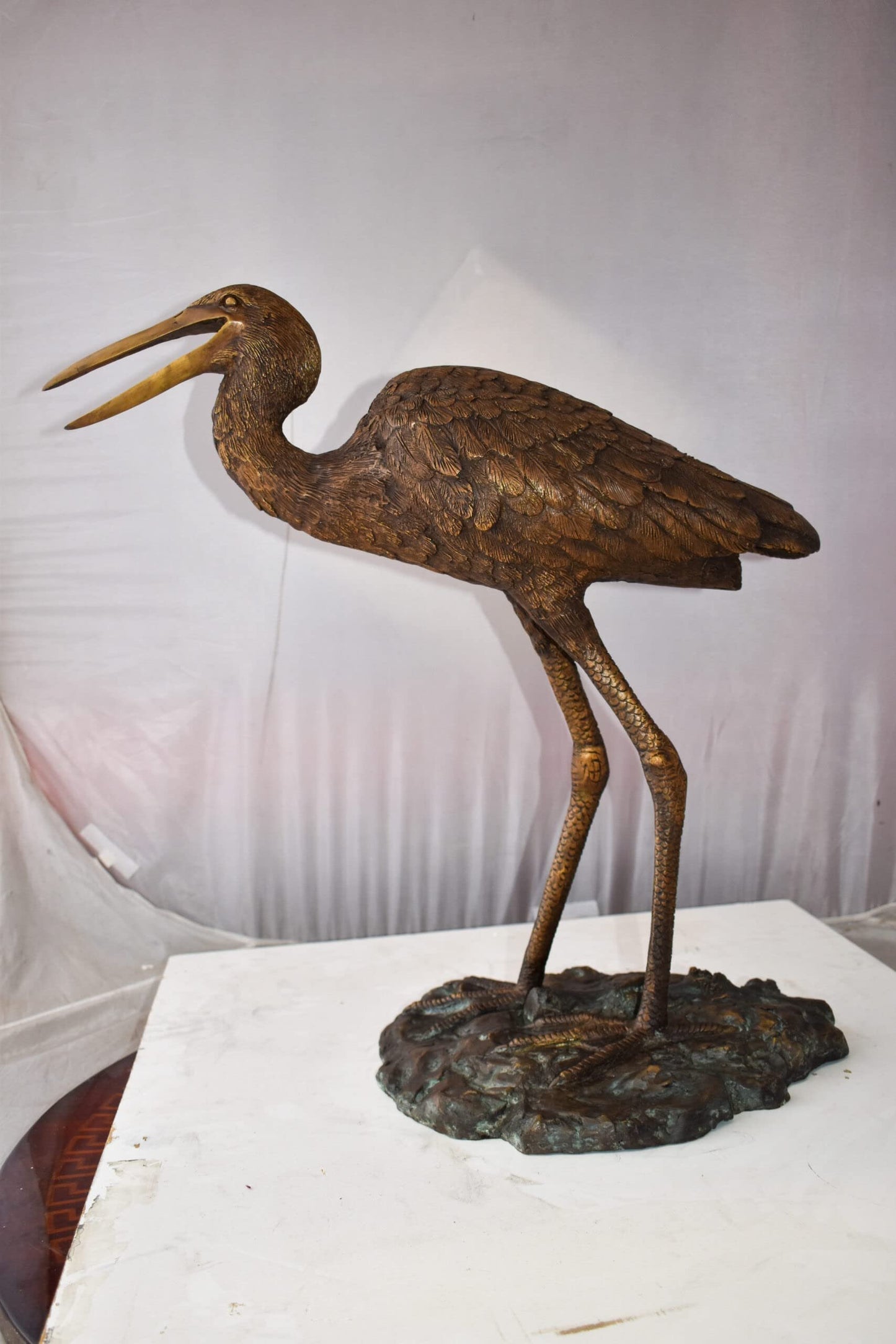 Great Blue Heron Brown Patina Bronze Statue Size: 25" x 15" x 25"H
