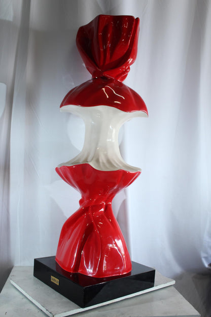 NIFAO Giant Candy Apple Sculpture Red and White Pop Art Resin Statue 20"x20"x61"H