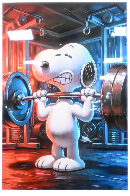 Snoopy Weightlifting Gym Pop Art Resin Canvas 40"x60"