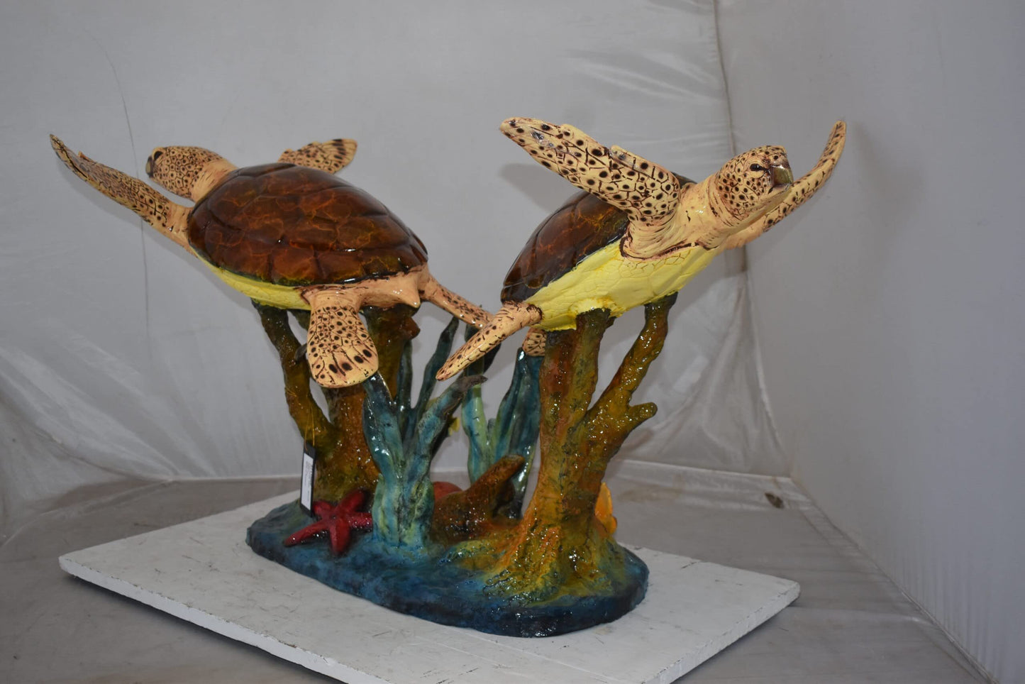 Gliding Turtles in Reef Table Top Bronze Statue  Size: 18" x 16" x 31"H