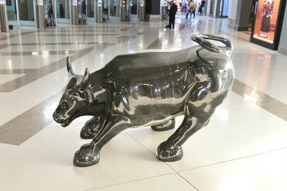 Iconic Giant Fiberglass Black Color Wall Street Bull 57" x 28" x 33"H