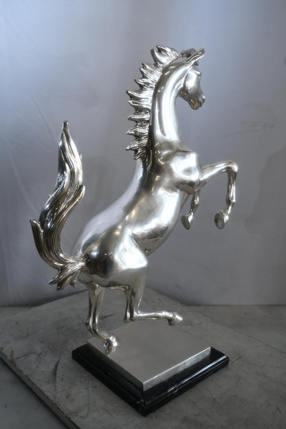 Ferrari Prancing Horse Bronze Silver Finish Sculpture 20"x9"x29"H