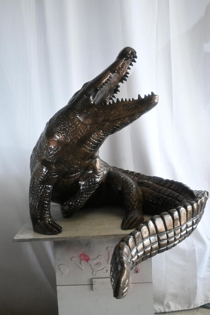Life Size Giant Rearing Alligator Aluminum Garden Statue 54"x40"x42"H