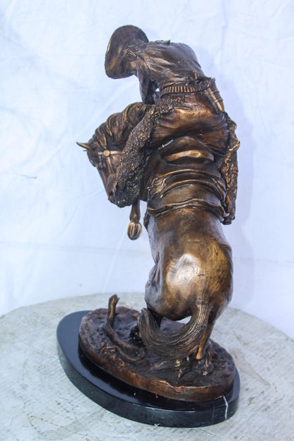 Rattle Snake Remington Replica Bronze Statue, Western Decor 15" x 10" x 22"H