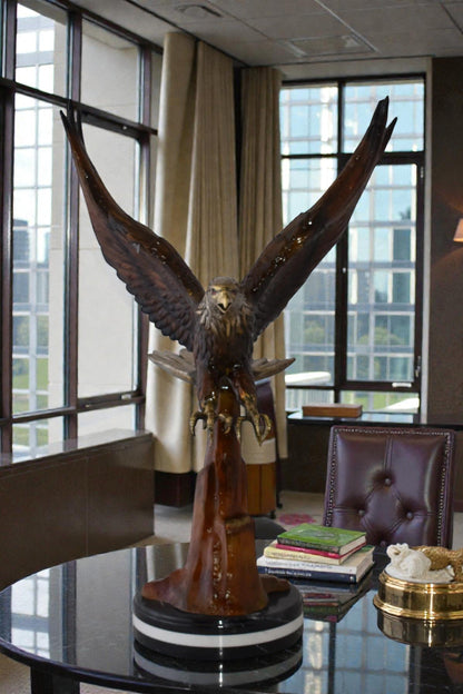 NIFAO Majestic American Bald Eagle Bronze Statue – Museum-Quality Handcrafted Sculpture with Powerful Detail and Symbolic Presence for Home, Office, or Nature-Inspired Décor – 29" L x 17" W x 28" H