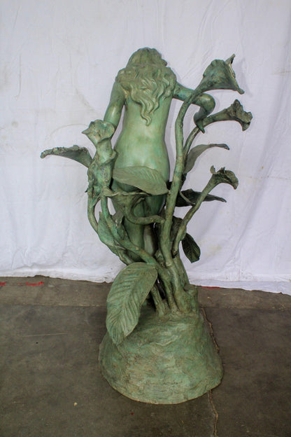Nude Art Girl Standing by the Garden Life Size Bronze Fountain 44" x 44" x 64"H