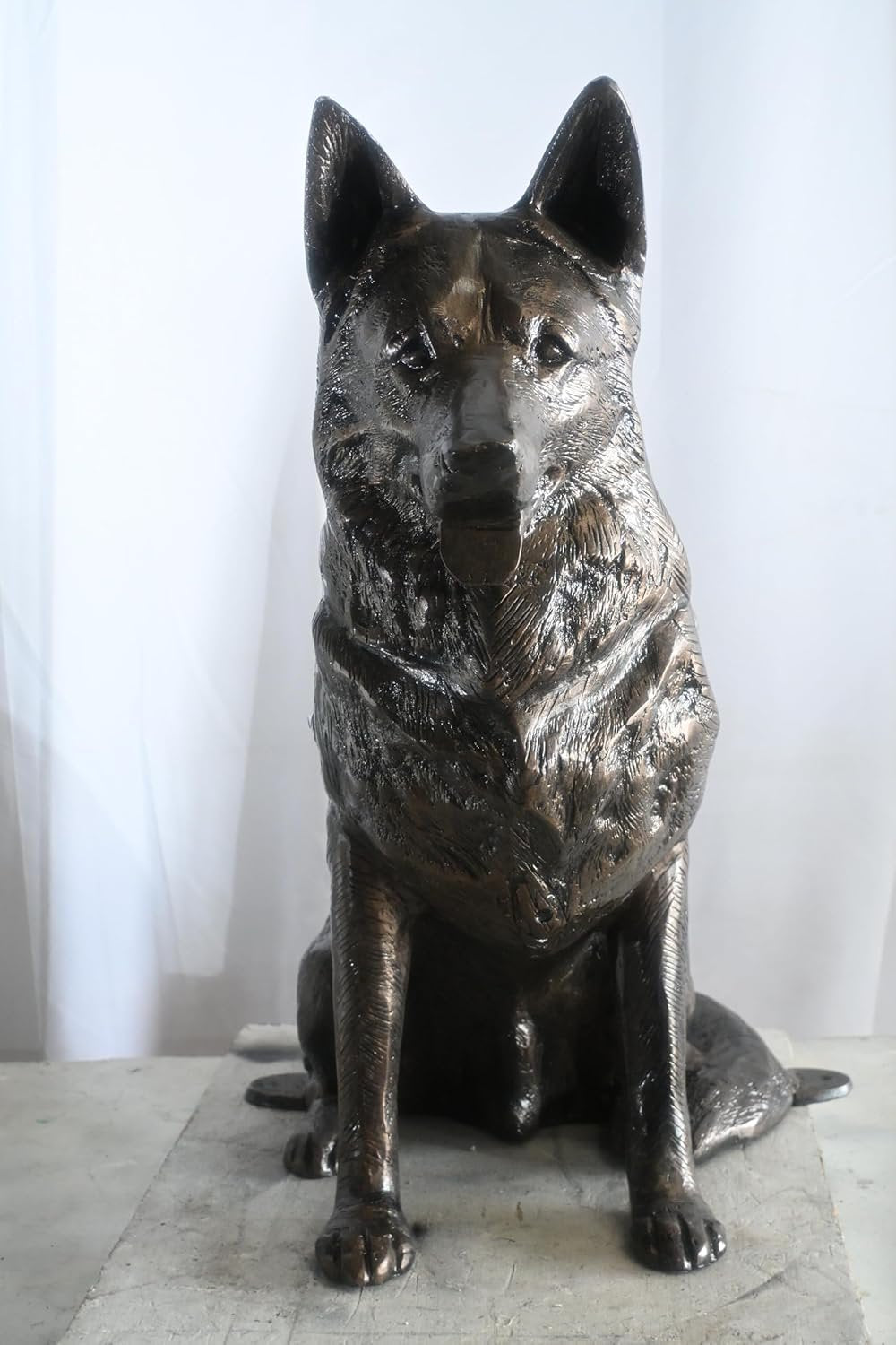 Alert Sitting German Shepherd Handcrafted Aluminum Decor 29"x18"x31"H