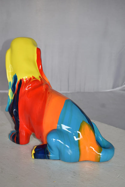 Modern Paint Drops Basset Hound Dog Statue Made of Resin Size: 16" x 8" x 13"H