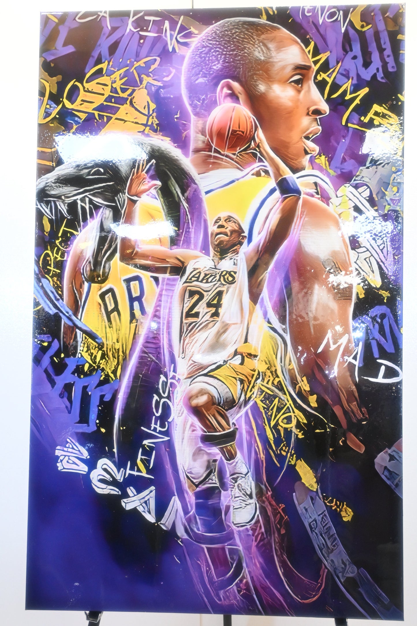 Kobe Bryant Lakers Street Art Style Resin Canvas 39"x64"