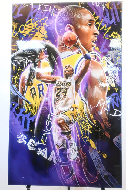 Kobe Bryant Lakers Street Art Style Resin Canvas 39"x64"