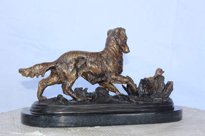 Golden retriever enjoying the outdoors bronze statue -  Size: 16"L x 7"W x 9"H.