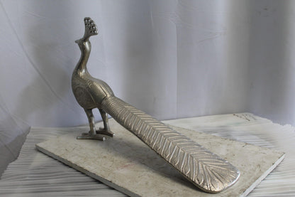 Elegant Aluminum Peacock Statue, Graceful Home Decor 33" x 7" x 20"H
