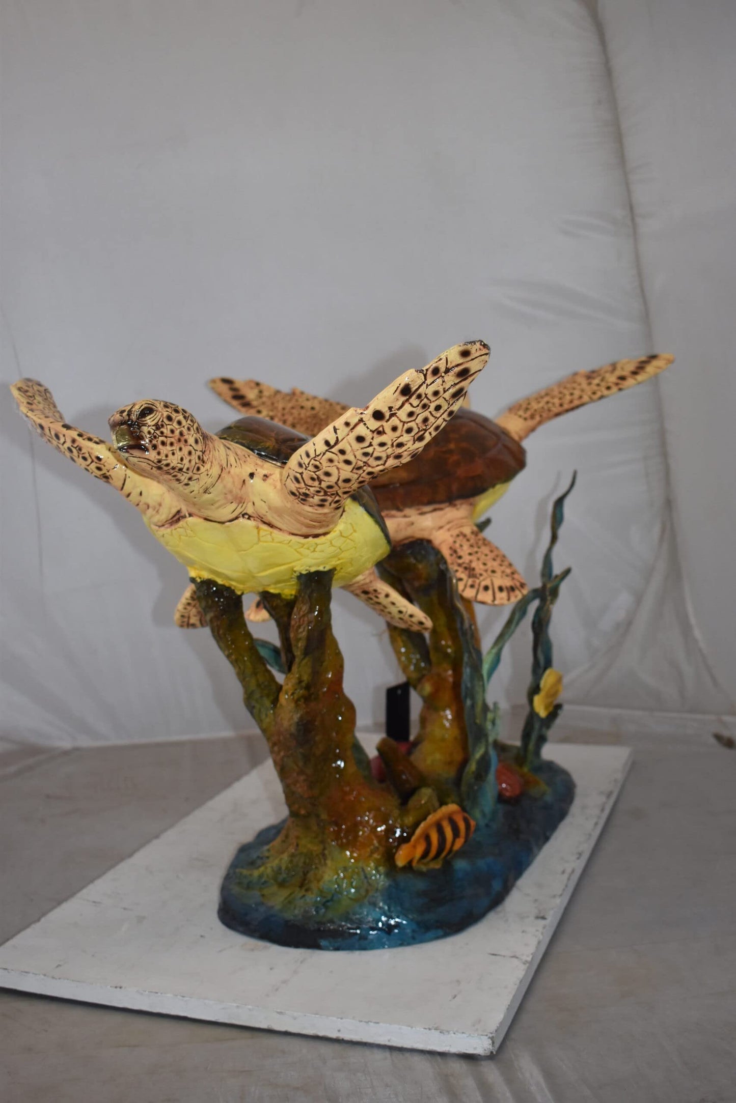 Gliding Turtles in Reef Table Top Bronze Statue  Size: 18" x 16" x 31"H