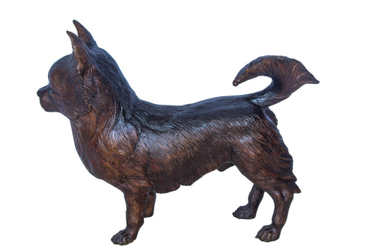 Pomeranian Dog Bronze Statue in a Graceful Standing Pose 18" x 6" x 14"H