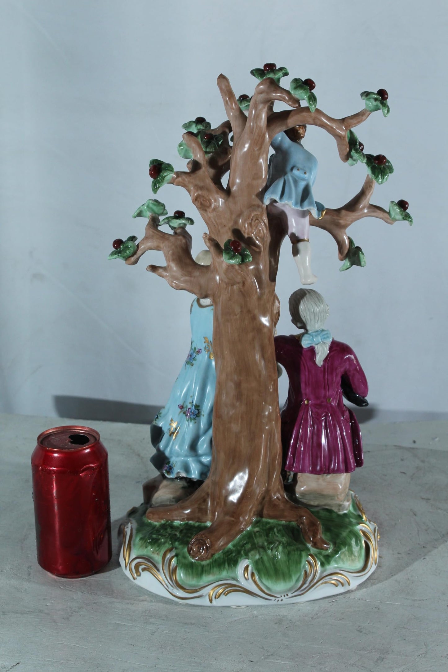 NIFAO Porcelain Cherry Picking Family Figurine Vintage Style 10"x9"x17"H