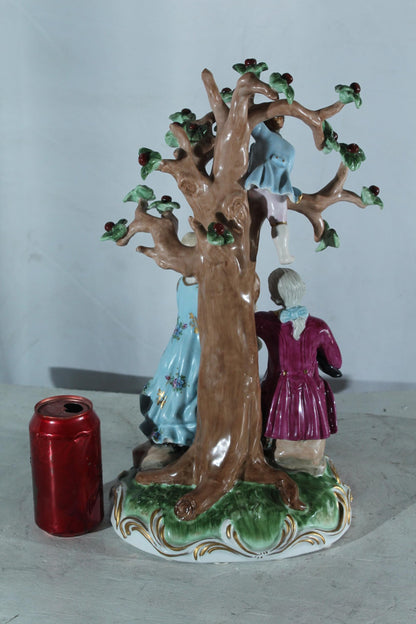 NIFAO Porcelain Cherry Picking Family Figurine Vintage Style 10"x9"x17"H