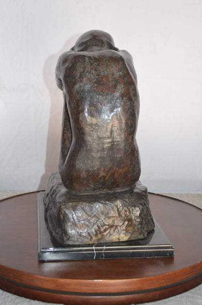 The Despair Rodin Replica Bronze Statue -  Size: 12"L x 11"W x 19"H.