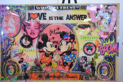 Love Is The Answer Pop Art Currency Canvas 60"x40"
