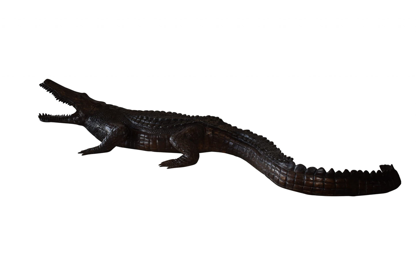 Large Crocodile Looking for His Prey Bronze Fountain Size: 78" x 24" x 14"H