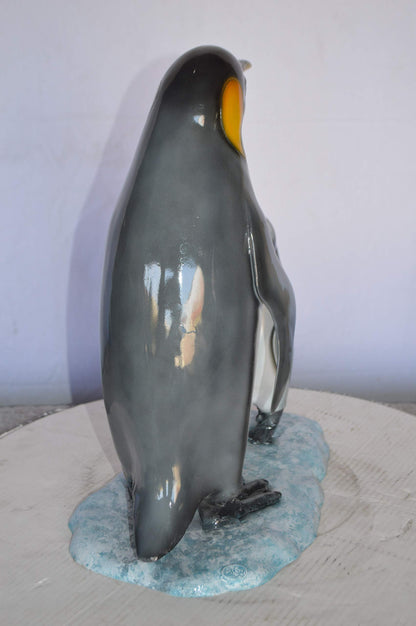 Penguin and Her Baby Standing Bronze Statue -  Size: 14"L x 9"W x 19"H.