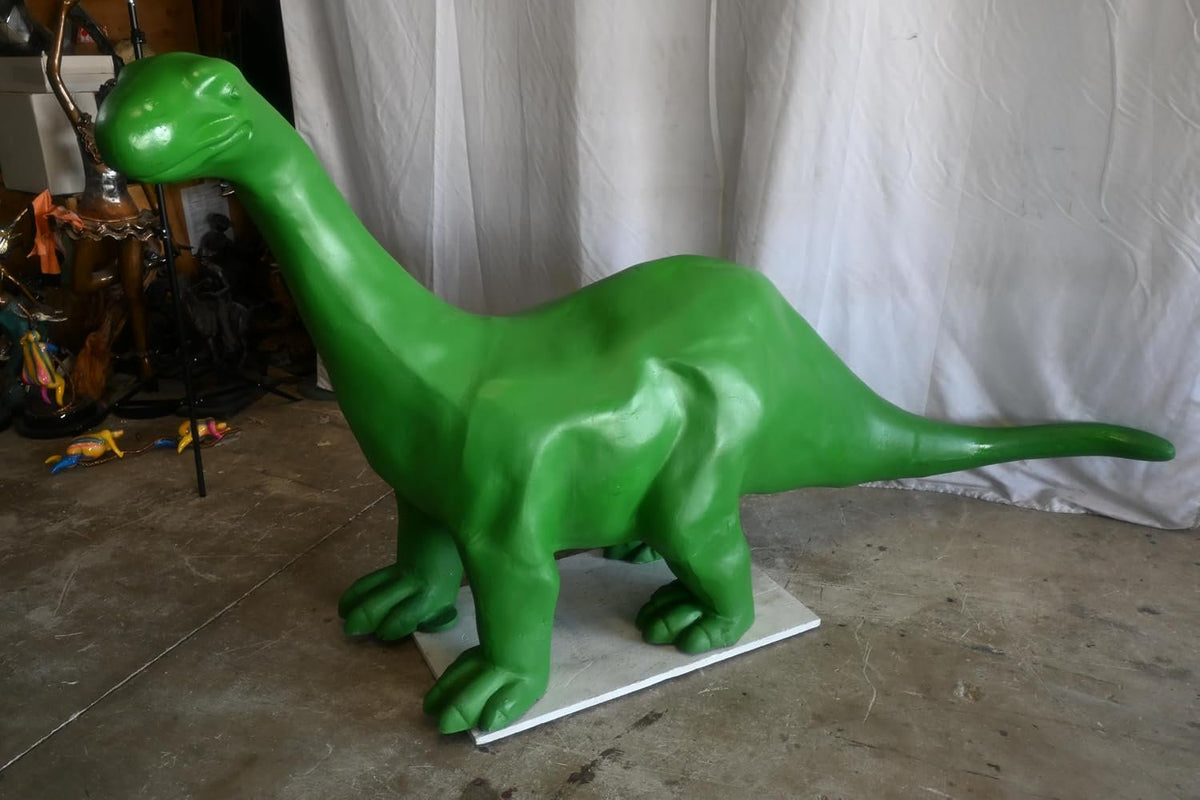 Giant Green Brontosaurus Statue in Aluminum Dinosaur Art 90"x23"x47"H