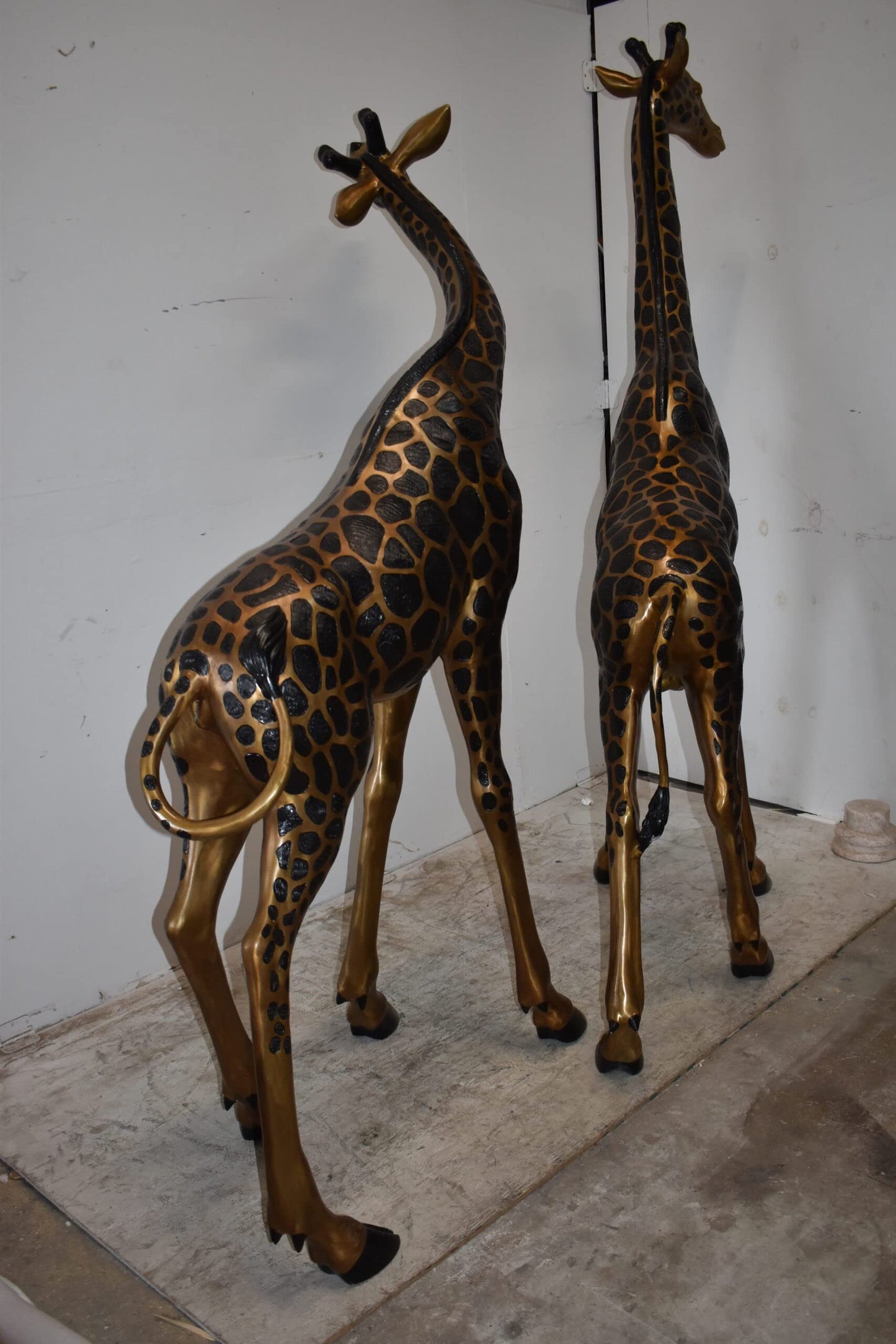 Pair of Young Playful Giraffes Bronze Statue Size: 54" x 18" x 89"H