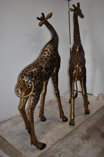 Pair of Young Playful Giraffes Bronze Statue Size: 54" x 18" x 89"H