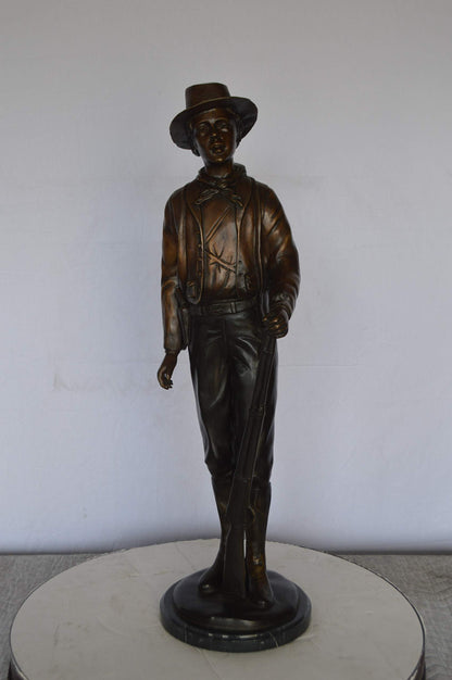 Texas Jack Bronze Statue Mounted on a Marble Base -  Size: 11"L x 9"W x 31"H.
