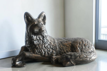 Loyal Resting German Shepherd Handcrafted Aluminum Decor 25"x12"x15"H